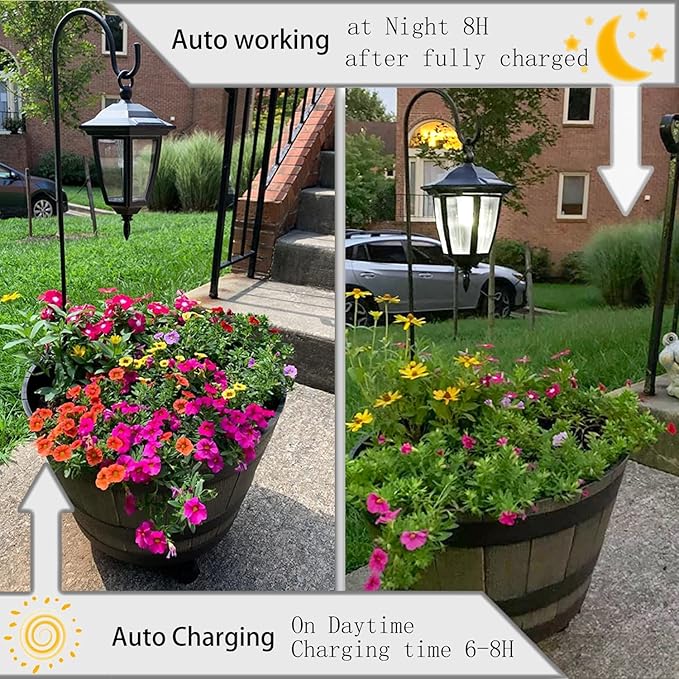 Viewsun 34 Inch Solar Hanging Lights Shepherd Hook Lights with 2 Shepherd Hooks Waterproof Outdoor Decorative Solar Lantern Lights for Garden Decor Patio Backyard Pathway 2 Pack
