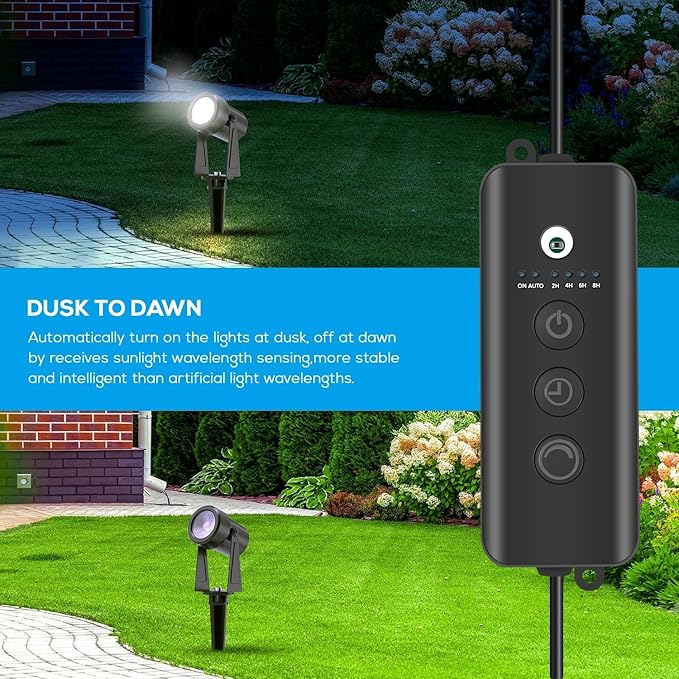 SUNTHIN Outdoor Landscape Lighting with Dusk to Dawn Sensor Controller 4 Pack