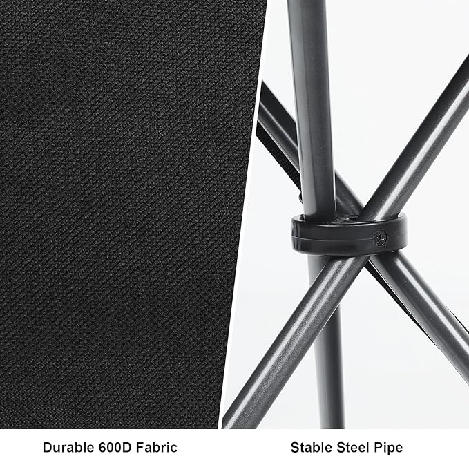 18 Folding Tripod Stool for Adults Heavy Duty Lightweight Portable Three Leg Tall Camping Stool Collapsible Backpacking Tripod Seat Chair for Fishing Hunting Support 225 lbs Black