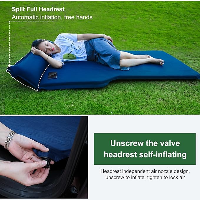 TXGJWRA Inflatable Car Air Mattress Travel Bed - Portable Back Seat Blow-up Sleeping Pad Upgraded Air Mattress Blow Up Bed for Car Travel Camping VacationB-180x105cm(黑色)