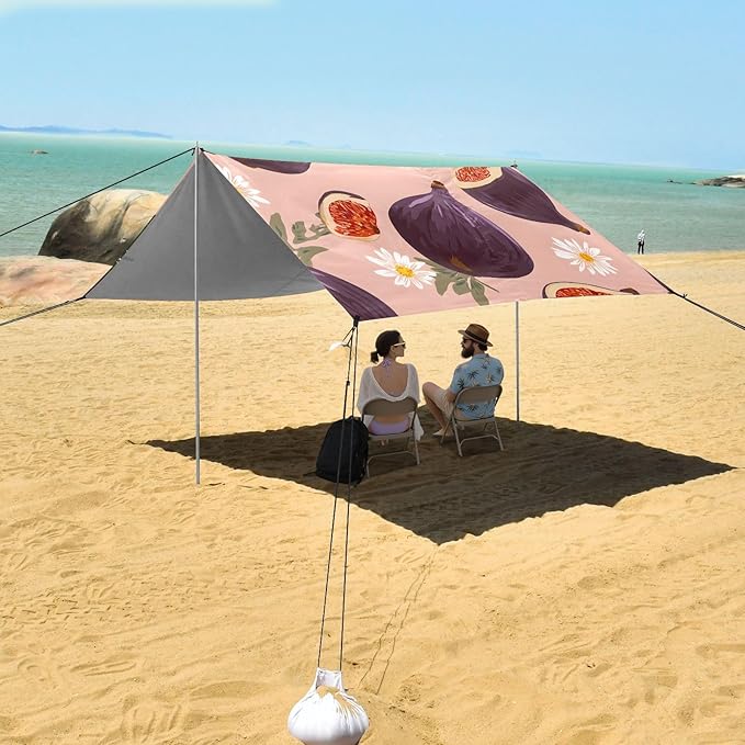 Beach Tent Sun Shelter Purple Fig Lightweight &amp Easy Setup Beach Shade Canopy for Camping Fishing