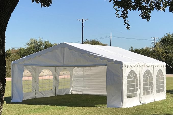 DELTA 20'x20' Budget PE Party Tent + (1) Long and (1) Short Bags Tents for Partiescarpas para FiestasHeavy Duty Upgraded Galvanized Wedding Tent Canopy Big Tents Carport Outdoor Event(B Model)
