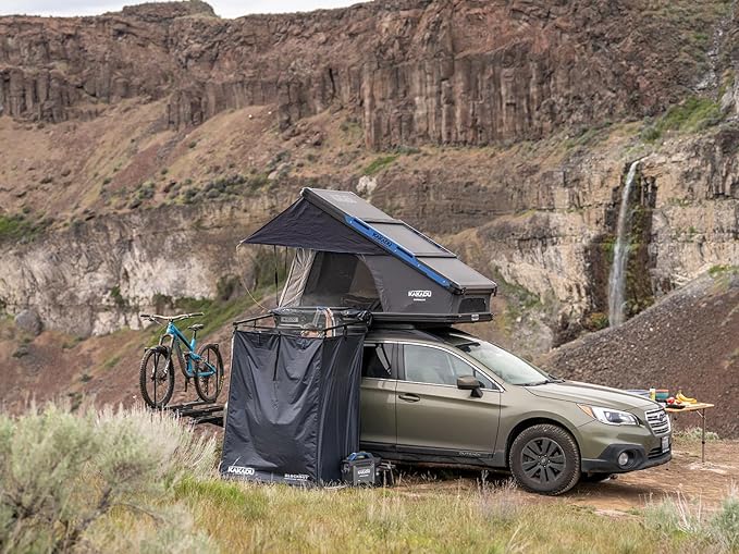 Kakadu Outback Shower Vehicle Tent Camping Privacy Shelter Bathroom Tent for Cars – with Roof LED Light BlockOut® Technology Towel Rod Storage System