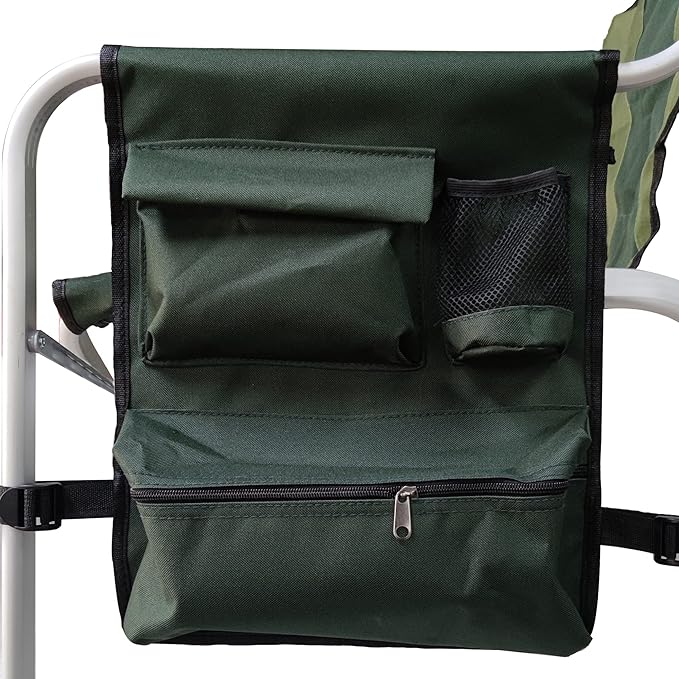 1-Piece Padded Folding Outdoor Chair with Side Table Lightweight Oversized Design for Camping Picnics and Fishing Green