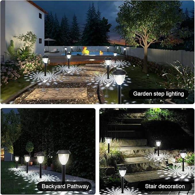 GOODFOEVER Solar Pathway Lights Outdoor 16 Pack Solar Lights Outdoor Waterproof for Outside Garden Decor for Yard Patio Landscape Planter Walkway Driveway