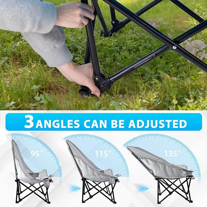Oversized Folding Camping Chair Portable Outdoor Folding Chairs with Headrest SupportCup HolderHeavy Duty Camping Chairs for AdultsBeach FishingCamping Sportsup to 500 LBS2PC