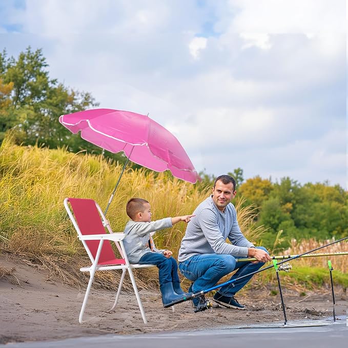Outvita Beach Chair with Umbrella Outdoor Folding Chair High Strength Cleanable Fabric Lightweight and Waterproof for Sand Camping Lawn Concert Travel Festival BlueHeavy Duty Supports 220lbs