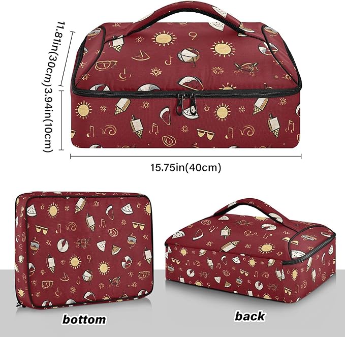 Casserole Carrier Sun and Beach Ball ArtInsulated Casserole Carrier for Hot or Cold Food Thermal Lunch Tote for Potluck Parties Picnic Beach Fits 9 x 13 Inches Baking Dish