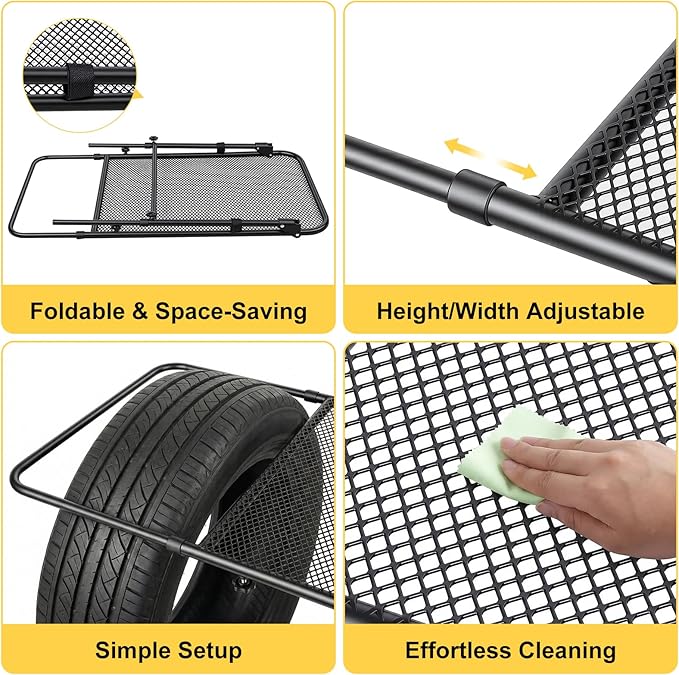 Tire Camping Table Car Wheel Car Table Foldable Heavy Duty Travel Tables for Car Camping Picnic BBQ &amp Outdoor Cooking (26 x 19 in) Black 26-40 * 19 * 15–32in (Adjustable)