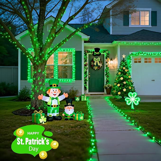 JMEXSUSS 500 LED Green Christmas Lights 8 Modes St Patrick's Day Lights Outdoor Plug in 173ft Green String Light for St Patrick's Day Party Xmas Tree Decorations