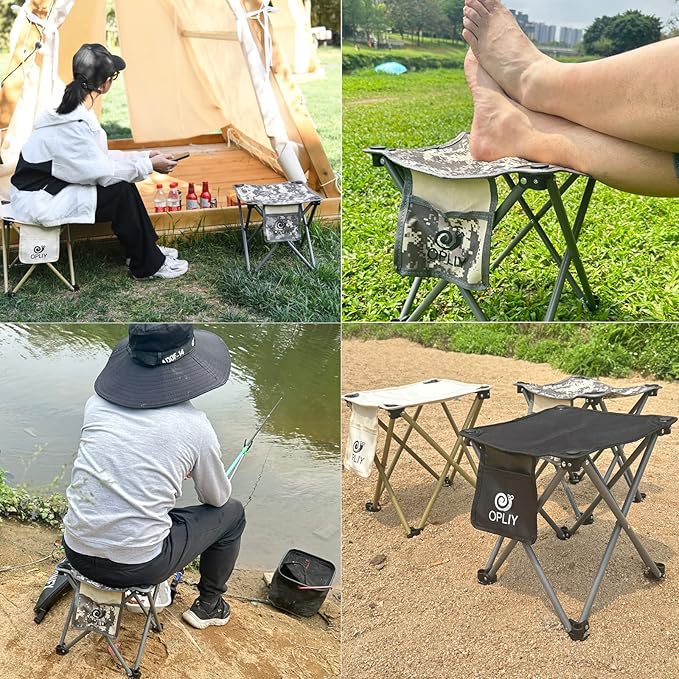 Opliy Camping Stool 2 Pack13.5 Inch Portable Folding Stool for Outdoor Gardening and Beach Hiking FishingFoot Stool with Carry Bag (Blue)