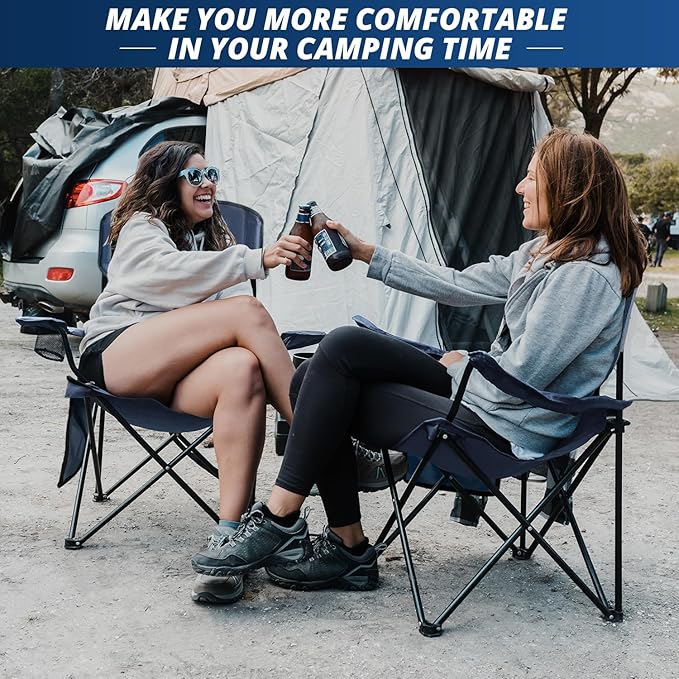 2PCS SAILARY Folding Outdoor Beach Camp Chair with Cup Holder Storage Pocket Waterproof Bag Outdoor Arm Chair Supports 225LBS Cyan