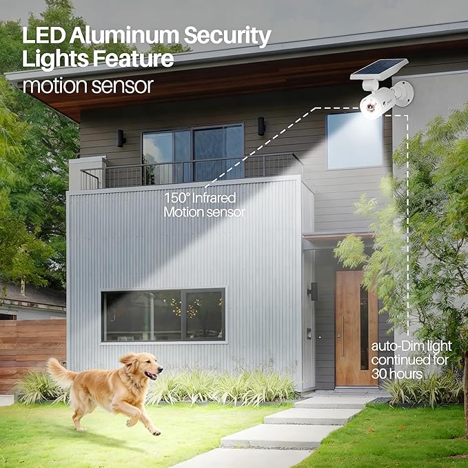 Motion Sensor Outdoor Solar Lights Waterproof Aluminum alloy(Not plastic) Solar Spot Lights Solar Motion Detector Lights for Outside Patio Porch Wall Driveway Garden 100-Week FREE Refund/Replacement