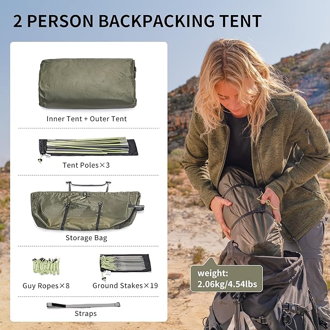 Naturehike Opalus 4 Season Camping Tent Waterproof 2-3 Person Backpacking Tent Double Layer Tunnel Winter Tents for Camping