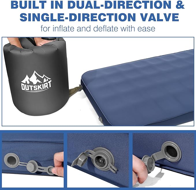 OUTSKIRT Ultralight Self Inflating Sleeping Pad 4 Thick Camping Mattress with Pump Pack 9.5 R-Value Insulated Sleeping Mat Portable Camping Bed for Tent Car Truck or Van 4 Season Camp Mattress