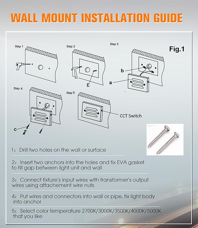 CLOUDY BAY 5CCT 12V 4W Low Voltage LED Step Light with Horizontal Louvered Faceplate for Steps Decks StairsOutdoor Stair LightsWet Locations6 PackBlack