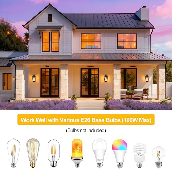 Kalium Outdoor Wall Lights Fixtures Lantern Frame 16 1/8 Outside Lights Black Transitional Durable Metal Clear Glass for Post Exterior Barn Deck House Porch Yard Patio Garage Garden