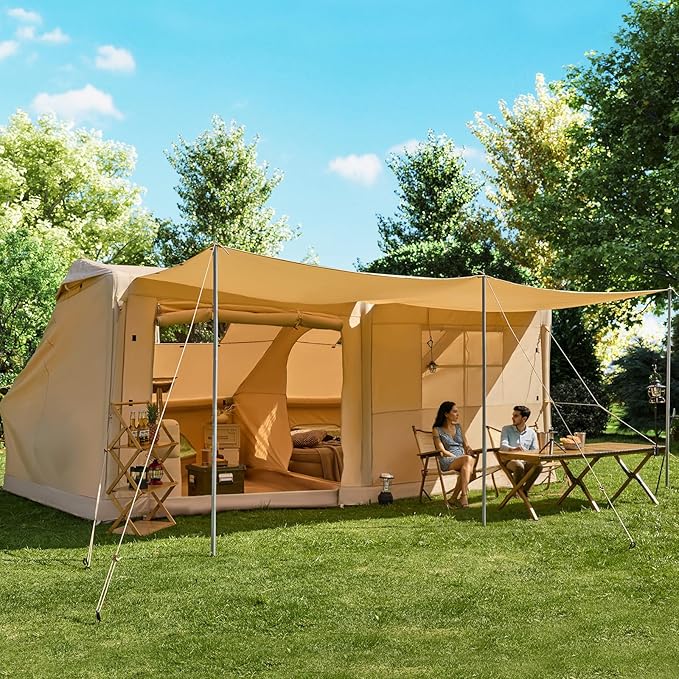 YOLENY Inflatable Tents for 8-10 People 600D Oxford Blow up Tent with Extended Canopy Easy Set-up Waterproof Glamping Cabin for 8-10 People