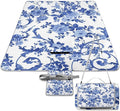 Blue and White Chinese Style Chinoiserie Folk Waterproof Outdoor Picnic Blanket Sandproof Beach Mat for Camping Hiking Grass Travelling