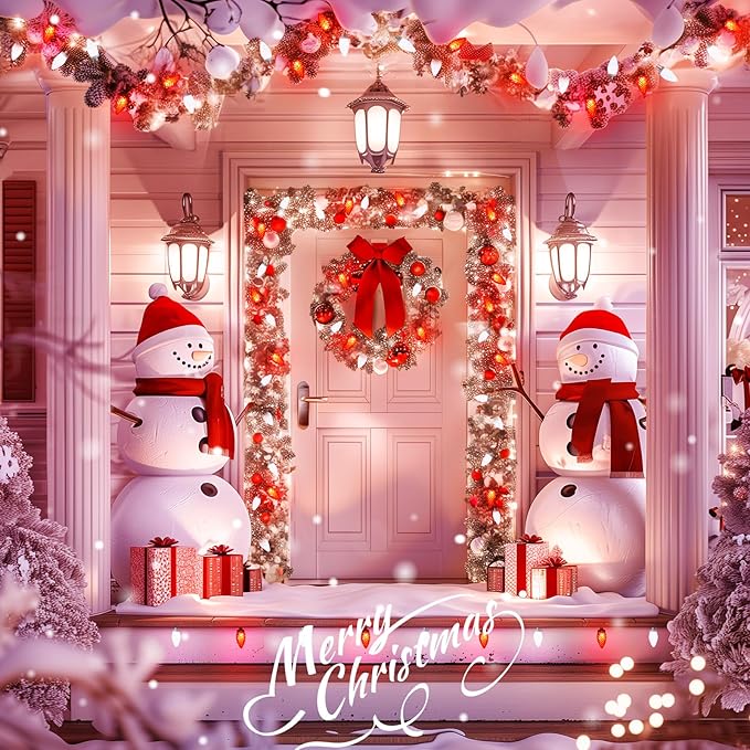 Brightown C9 LED Christmas String Lights 2 Pack Total 132ft 200LED Outdoor Lights String Plug-in Connectable Waterproof Roofline Lights String for Outside Yard Christmas Holiday Decor Red and White