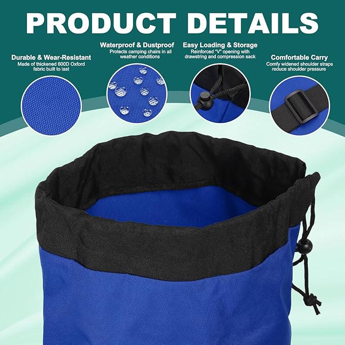 PATIKIL Foldable Camp Chair Replacement Bag Camping Chairs Folding Chair Carry Bag with Adjustable Shoulder Strap for Outdoor Camping Fishing Storage Sapphire Blue