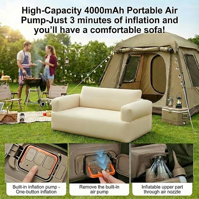 Outdoor Furniture Inflatable Couch for Camping with Built in PumpAutomatic Inflation Durable Luxury Blow Up Couch for Backyard Beach Travel Home UseInflatable SofaAir CouchesCouches