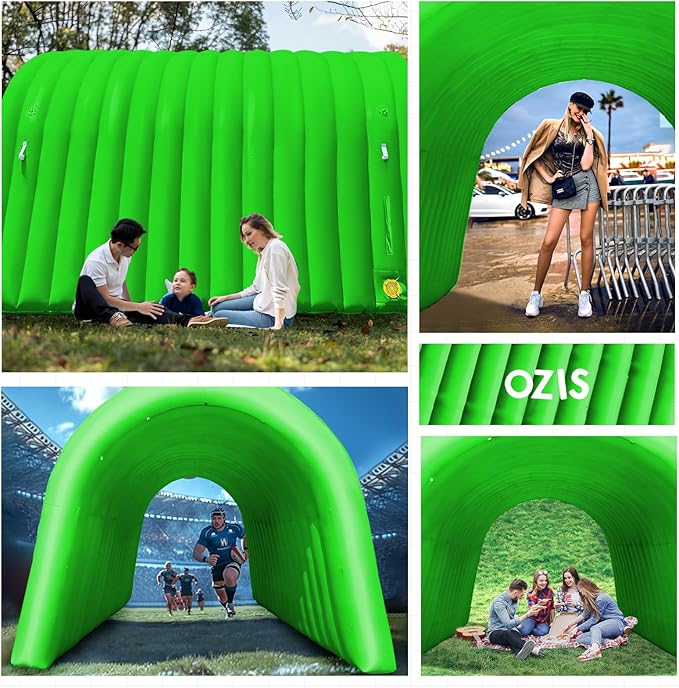 OZIS 16Ft Inflatable Tunnel Entrance Sports with Installed Blower Inflatable Football Tunnel Tent Entryway for Business Advertising Event Exhibition Promotion(Green16x10x10Ft)