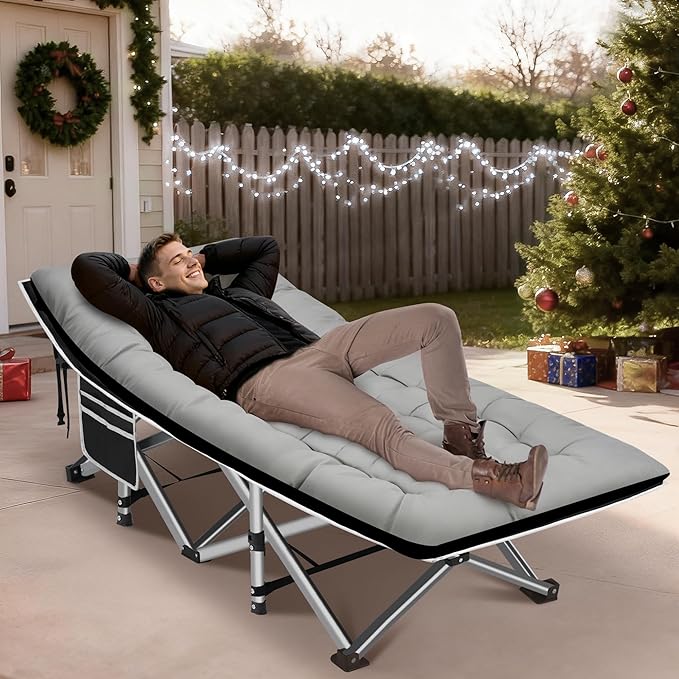 HABUTWAY Camping Cot Portable Camping Cot for Adult 28 Wide Sleeping Cot Max Load 600LBS with Thick Mattress and Carry Bag Portable Camping Bed for Outdoor Camping/Office Home Nap