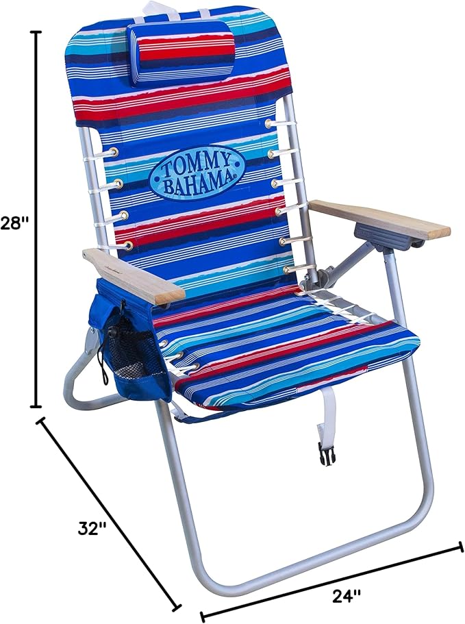 Tommy Bahama Hi-Boy 17 Seat Height 4-Position Lace-Up Suspension Folding Beach Backpack Chair