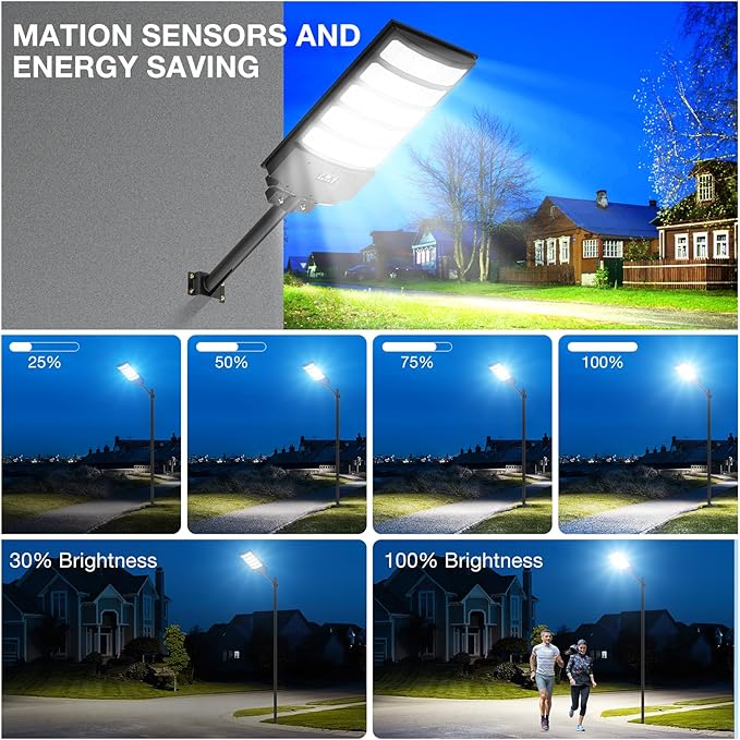 8000W Solar Street Light Outdoor Waterproof240000LM Solar Powered Parking Lot Lights Large Street Light Dusk to Dawn with Motion Sensor LED Flood Light Wide Angle Lamp for street yards etc- 2Pack