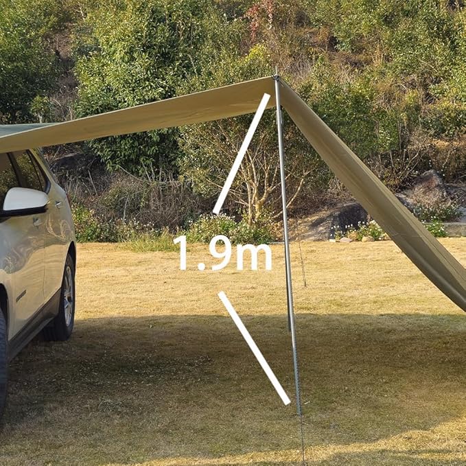 10x16 ft Car Side Awning with Pole Outdoor Camping Tent Tarp Waterproof Canopy Shade Sun Shelter
