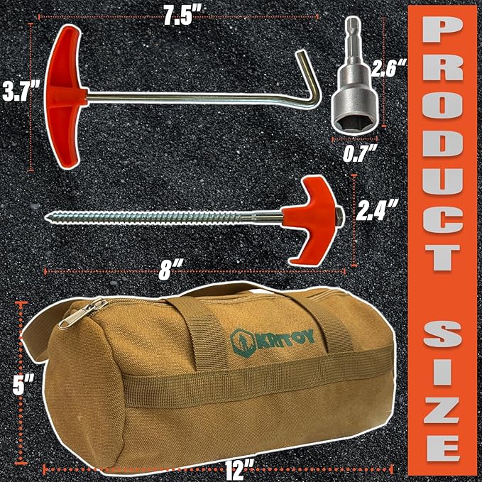 16 Pack Tent Stakes Heavy Duty - 8 Screw in Tent Stakes - Ground Anchors Screw in - Tent Pegs Camping Stakes - Metal Threaded Tent Spikes with 1 Hex Head Driver 1Stopper T Pull Hook and Storage Bag