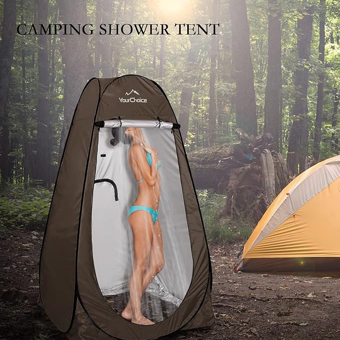 Your Choice Pop Up Privacy Shower Tent 3.9 x 3.9 x 6.2FT Portable Camping Changing Room Instant Setup Outdoor Shelter with Silver Coating Vent Window &amp Carry Bag for Beach Hiking &amp RV | Po