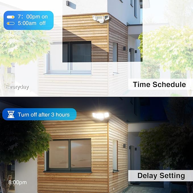 Onforu 100W Smart LED Security Flood Lights Outdoor 9000LM Brightness Adjustable WiFi Alexa Flood Light APP Control Tunable 2700K-6500K Exterior Floodlight with 3 Adjustable Heads for Yard Garage