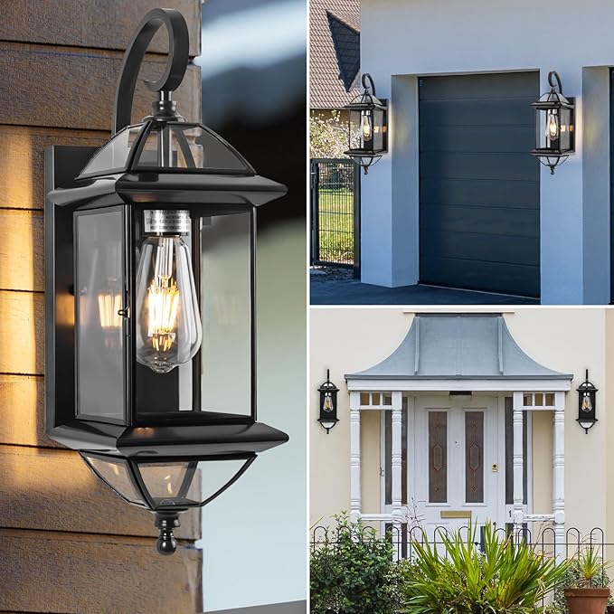 18 Large Black Copper Outdoor Wall Light Fixture Oil-Rubbed Blackened Bronze Vintage Outside Wall Mounted Porch Lamp Waterproof Exterior Sconce for Patio Garage Front Door (Bulb Not Included)