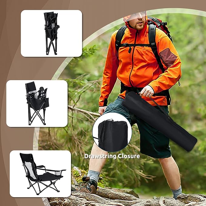 HaSteeL Folding Beach Chair Set of 3 Foldable Black Camping Chairs &amp Grey Table for Outside Low Beach Chair Portable for Adults Fishing Picnic Outdoor BBQ Cup Holder &amp Storage Bag