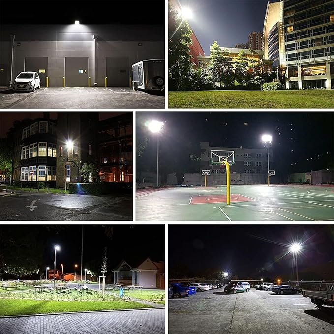 Olafus 130W Flood Lights Outdoor 13000lm LED Work Light Plug in 6500K Daylight White Led Flood Light Outdoor IP66 Waterproof Security Lights for Yard Garage Stadium 4 Pack