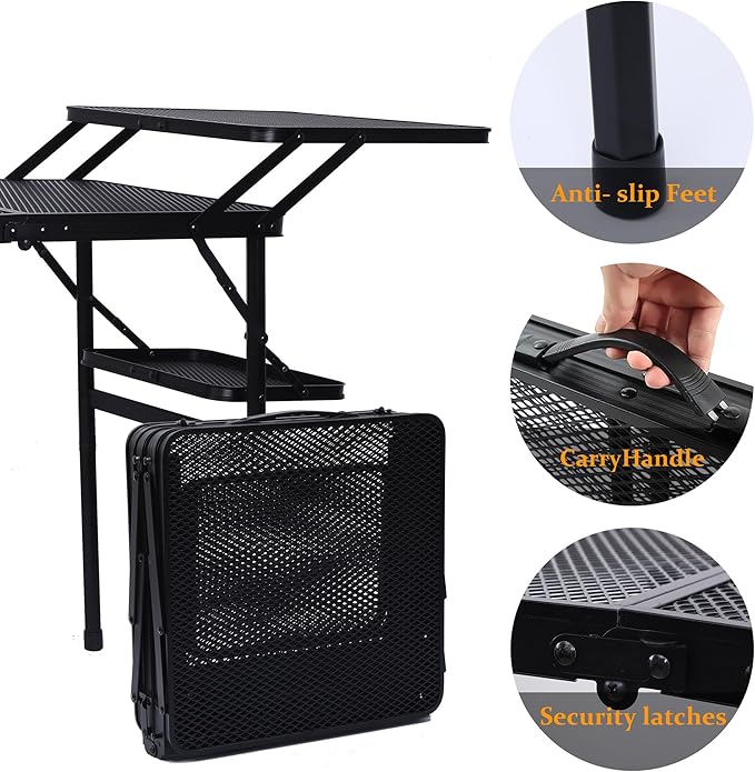 Nice C Camping Table Compact Folding Table Tailgate Grill Table Outdoor Tables Camping Tables That Fold Up Lightweight with 4 Side Tables &amp Mesh Net for BBQ Camping