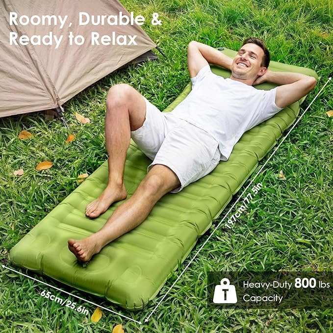 Minthouz Camping Sleeping Pad 5 Inch Thick Inflatable Camping Pad Foot Pump Fast Inflation Portable Sleeping Mat for Camping Backpacking Hiking Traveling Tent
