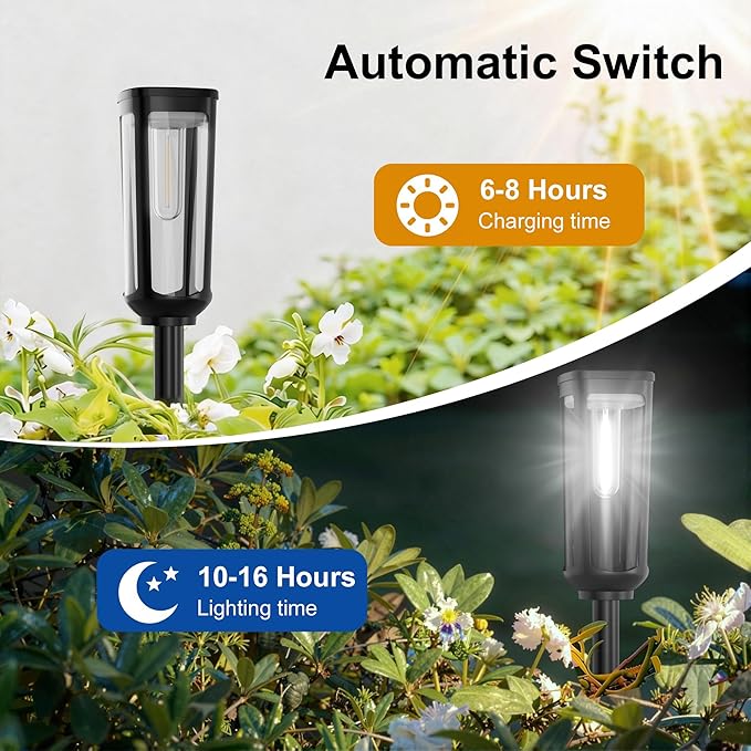 Solar Pathway Lights Outdoor6 Pack Cool Garden Lights Solar Powered Waterproof IP65Auto On/Off Outdoor Light for Lawn Patio Walkway Driveway Decor Landscape Lighting