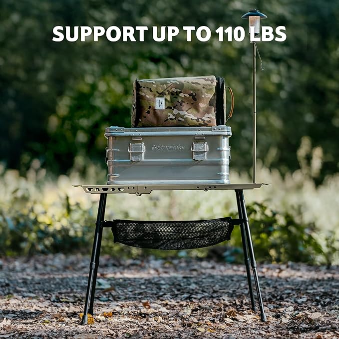 Naturehike Tactical Camping Table with Adjustable Height Collapsible Table Lightweight with Carry Bag for Camping Travel expeditions Hiking Picnics BBQs &amp Beach Trips