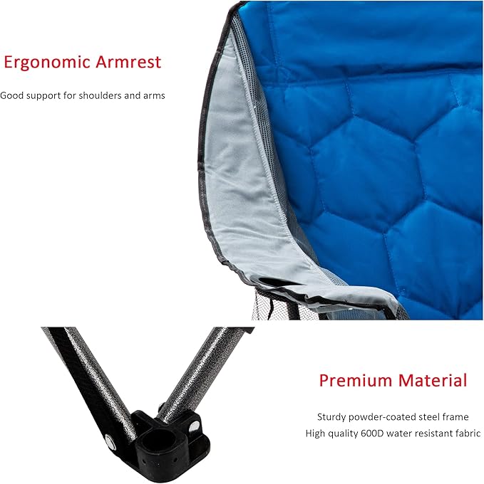 SUNNYFEEL Oversized Folding Camping Chair Portable Chairs for Outdoor Patio Garden Lawn Padded Sofa for Adults (2 Pack)