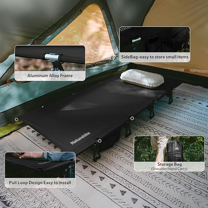 Naturehike Extra Wide GreenWild Camping Cot Folding Lightweight Camp Cot Bed Portable Sleeping Bed for Backpacking Travel Beach Home