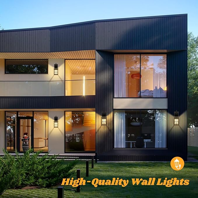 2-Pack Outdoor Wall Sconces 100% Aluminium Oil-Rubbed Bronze Exterior Light Fixtures Wall Mount Waterproof &ampAnti-Rust Outside Wall Lanterns Porch Lights for House Garage Doorway Bulbs Not Inclu