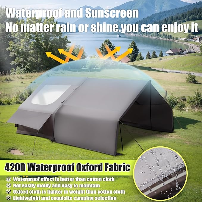 Inflatable Camping Tent with Electric Air Pump - 420D Heavy Duty Oxford - 5 Min Auto-Inflation - Panoramic Stargazing Skylight - 4 Season Luxury Glamping Cabin 4-10 Person Multiple Sizes