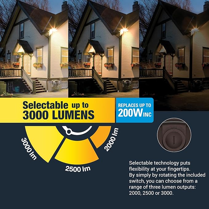 HALO TGS LED Outdoor Security LED Flood Light with Motion Sensing Lumen Select and Dusk-to-Dawn - Bronze - TGS3S403MRCB