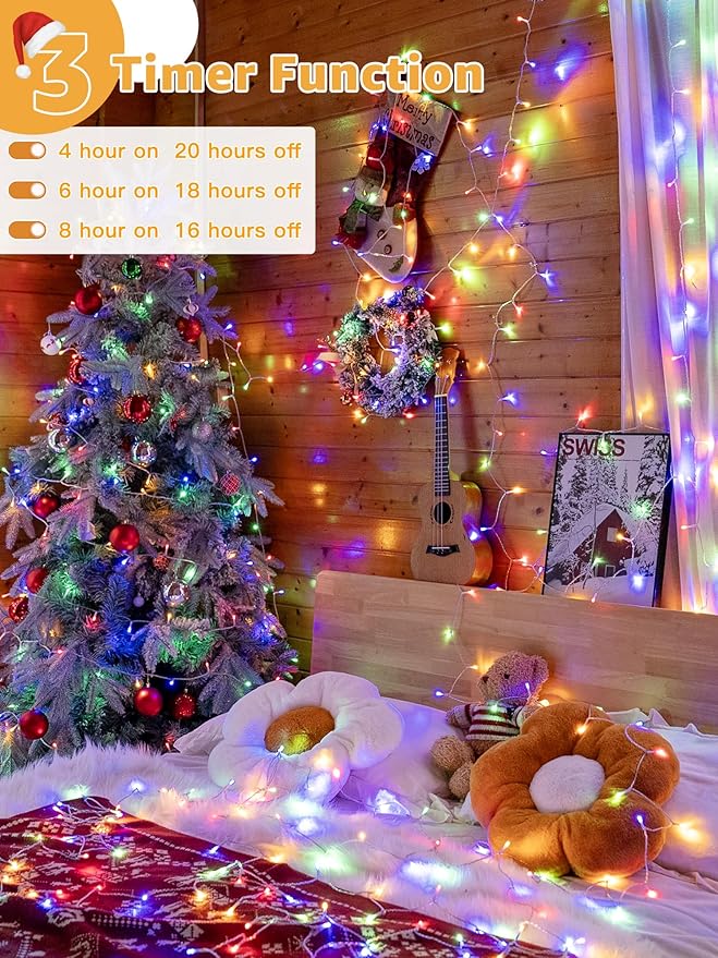 Christmas String Lights Indoor 1200LED 196FT Waterproof Outdoor String Lights with Remote and Timer 8 Modes Dimmable Christmas Lights for Indoor Outdoor Party Holiday Decorations (Multicolor)