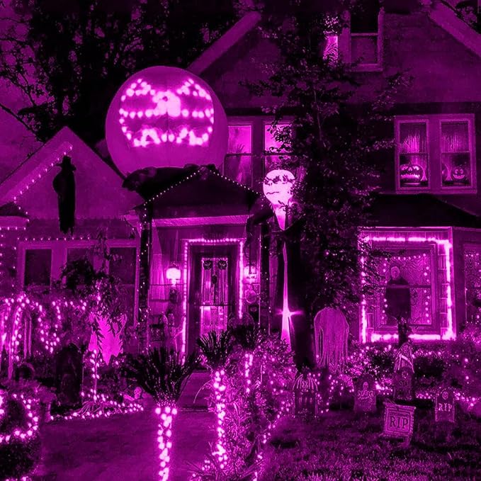 HISHINY Halloween Lights Outdoor144LED 6ftx6ft Purple Net Lights with Connectable WaterproofUL Certified and Durable Black Wire Design for BushesTrees Outdoor Indoor Party Decorations