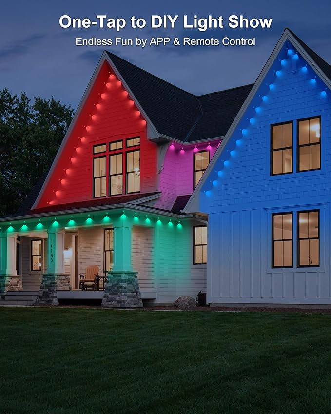 XINKAITE 500ft Permanent Outdoor Lights for House 2025 Eave Lighting with App/Remote Control IP67 Waterproof smartlight for Christmas Halloween Holiday Party Daily(2 Rolls 250FT)