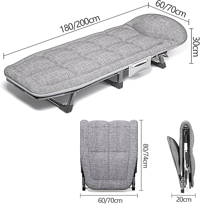 Folding Camping Cot for Adults Heavy Duty Outdoor Bed with Carry Bag Layer Travel Camp Cots Portable Cot Extra WideFolding Bed with Mattress 6 Position Adjustable Backrest Camping Cots for